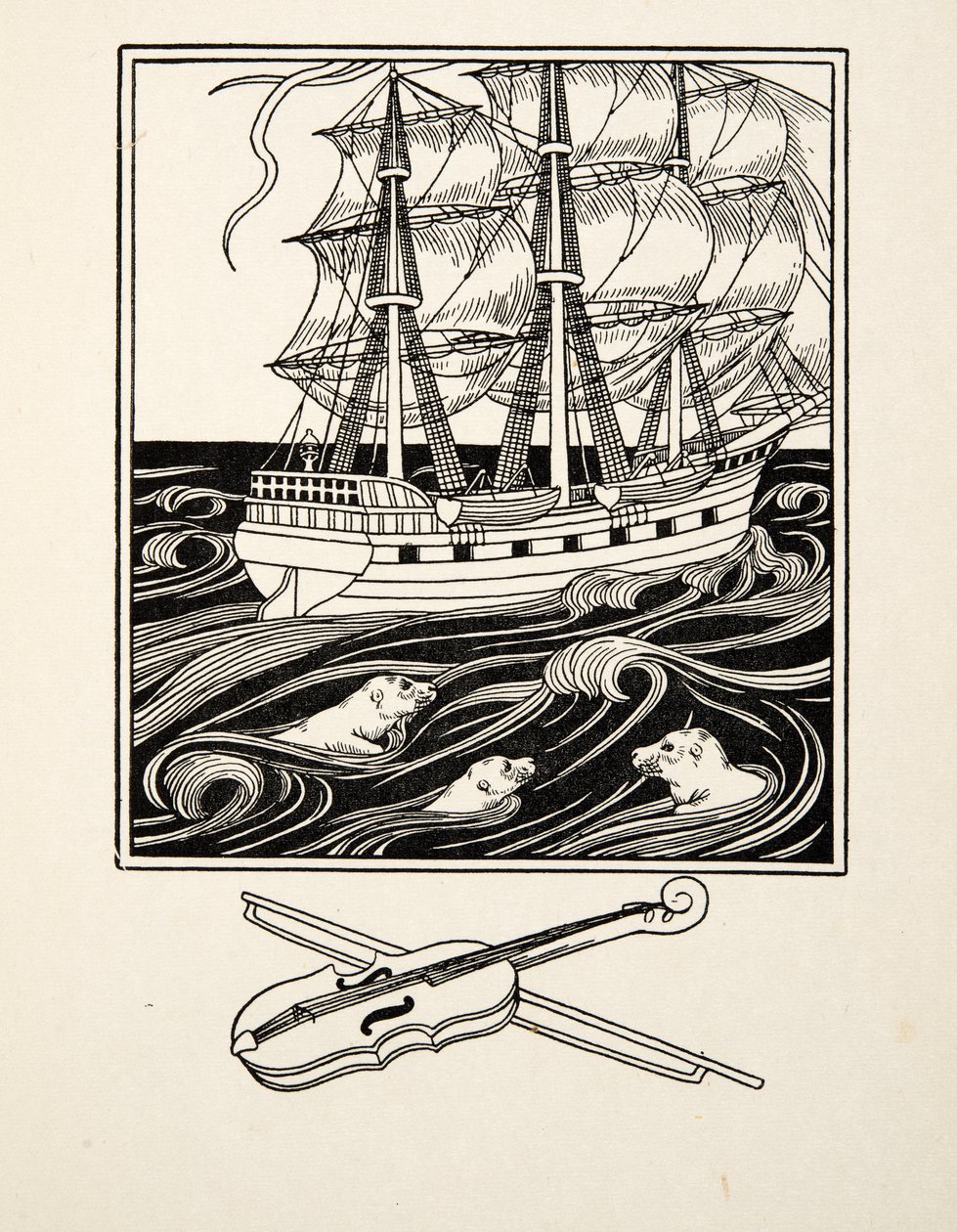 Musikaliska sigill, från Hundra anekdoter av djur, pub. 1924 (gravyr) av Percy J. Billingshurst