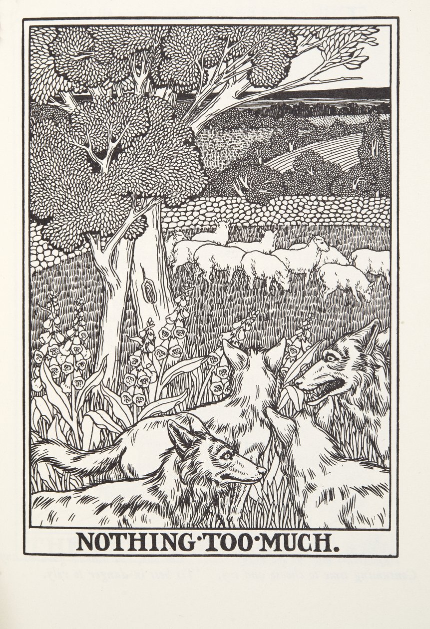 Nothing Too Much, från Fontaine Fables, pub. 1905 (gravyr) av Percy J. Billingshurst