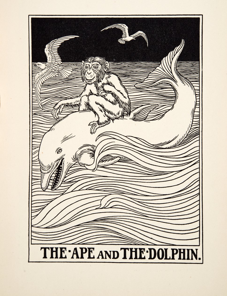 Apen och delfinen, från Aesops hundra fabler, pub.1903 av Percy J. Billingshurst