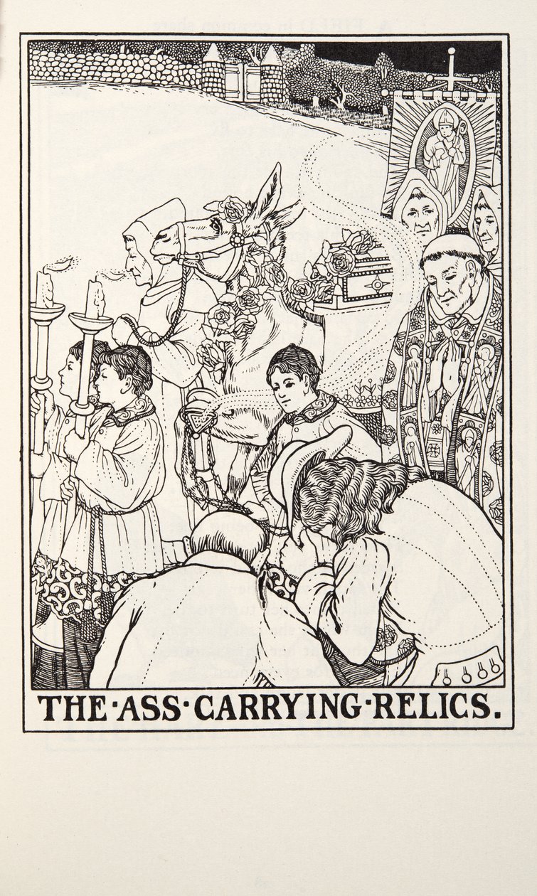 The Ass Carrying Relics, från Fontaine Fables, pub. 1905 (gravyr) av Percy J. Billingshurst