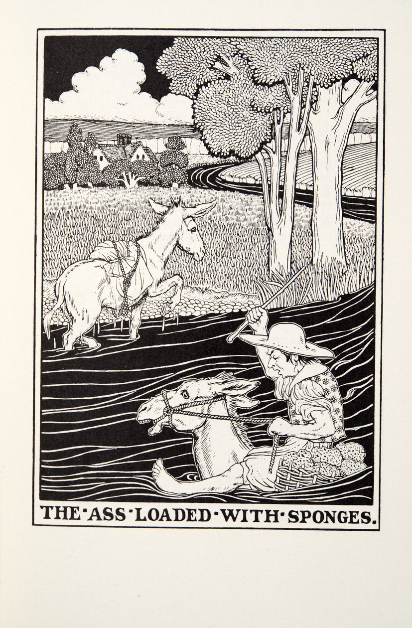 The Ass Loaded with Sponges, från Fontaine Fables, pub. 1905 av Percy J. Billingshurst