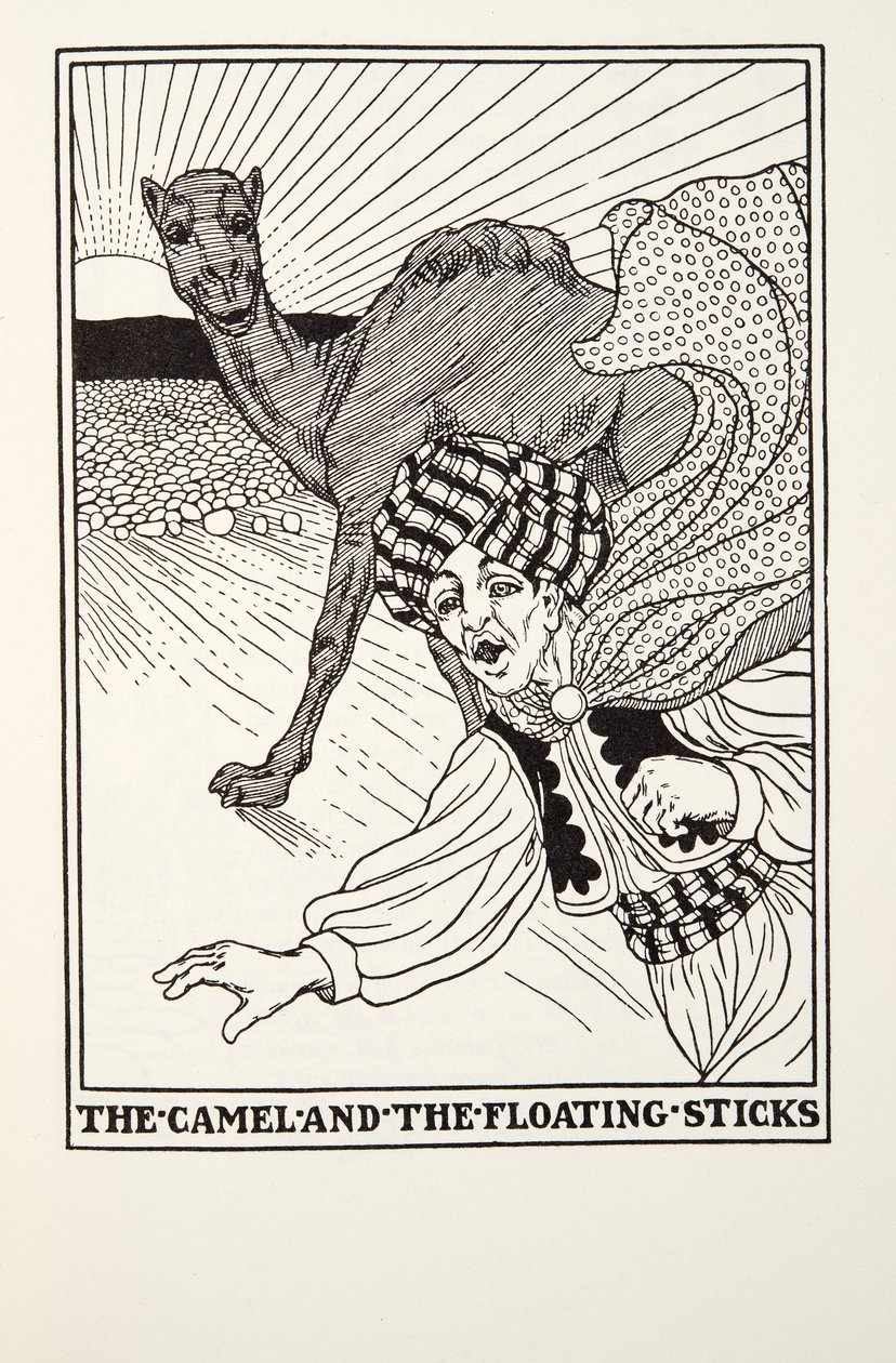 The Camel and the Floating Sticks, från Fontaine Fables, pub. 1905 av Percy J. Billingshurst