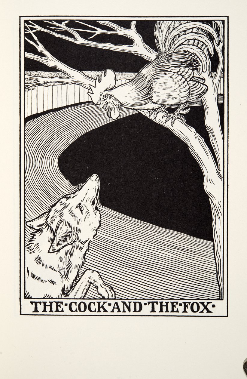 The Cock and the Fox, från Fontaine Fables, pub. 1905 av Percy J. Billingshurst