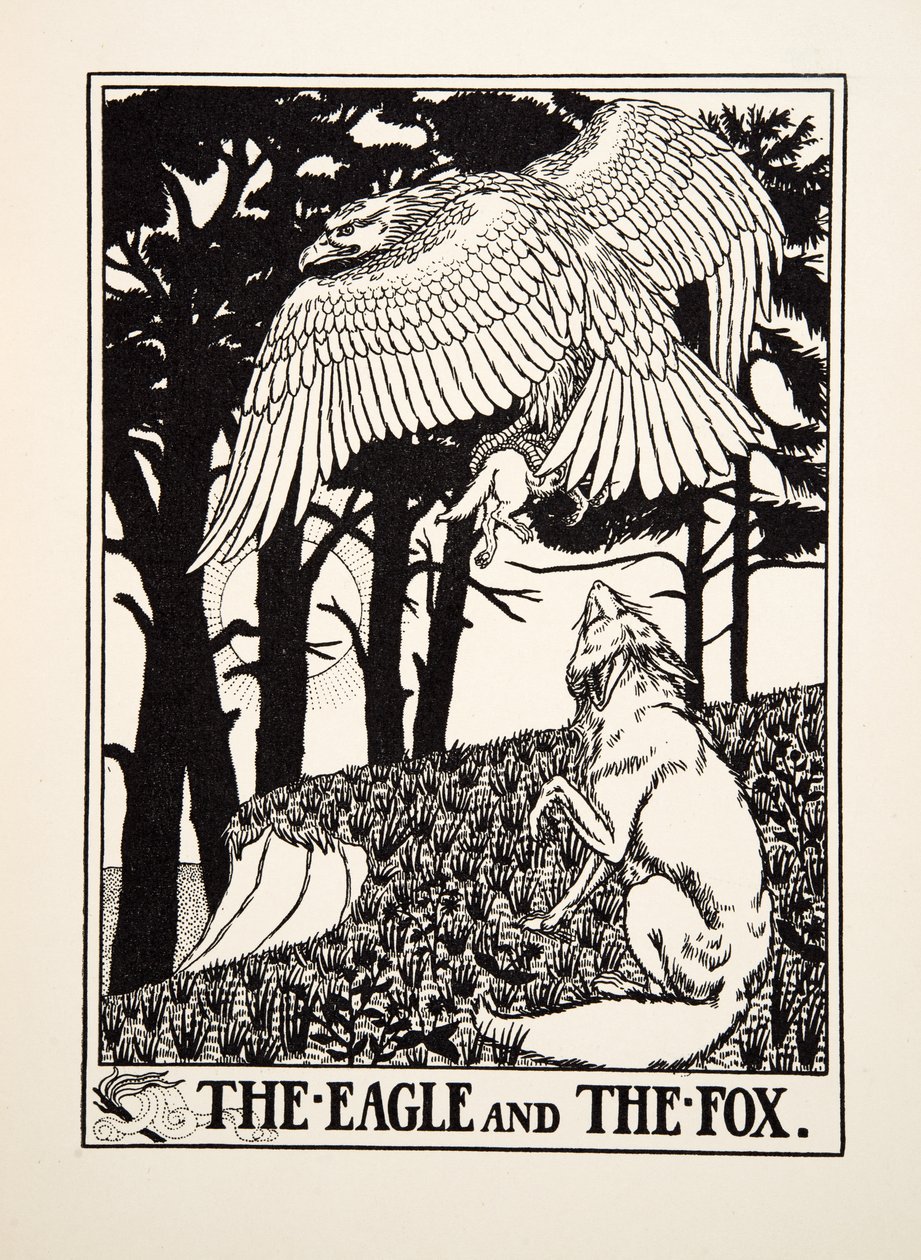 Örnen och räven, från Aesops hundra fabler, pub.1903 av Percy J. Billingshurst