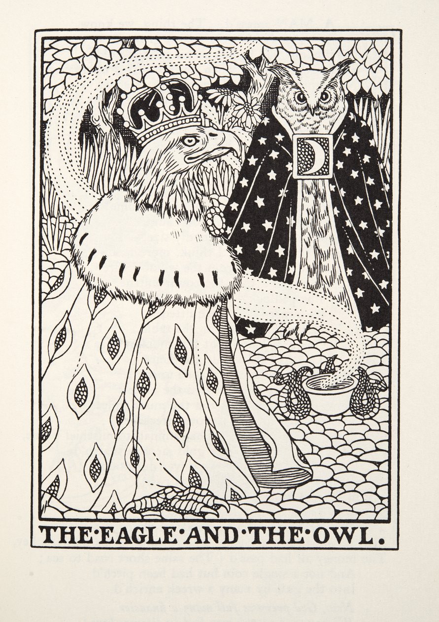 Örnen och ugglan, från Fontaine Fables, pub. 1905 av Percy J. Billingshurst