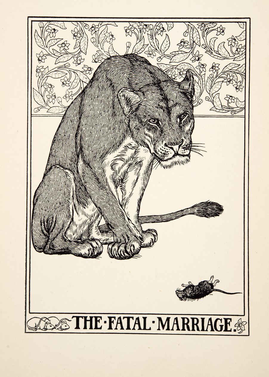 Det ödesdigra äktenskapet, från Aesops hundra fabler, pub.1903 av Percy J. Billingshurst