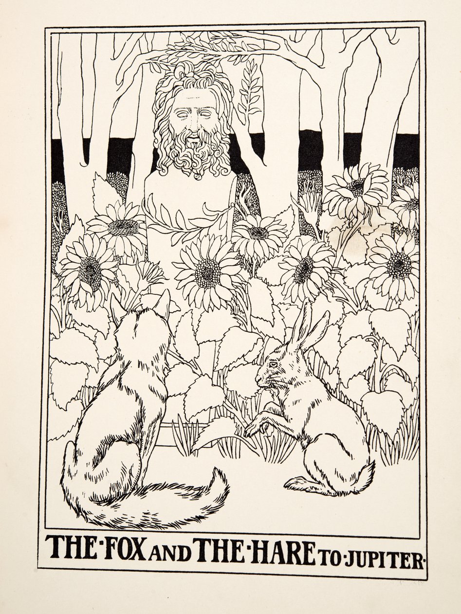 The Fox and the Hare to Jupiter, from A Hundred Fables of Aesop, pub.1903 av Percy J. Billingshurst