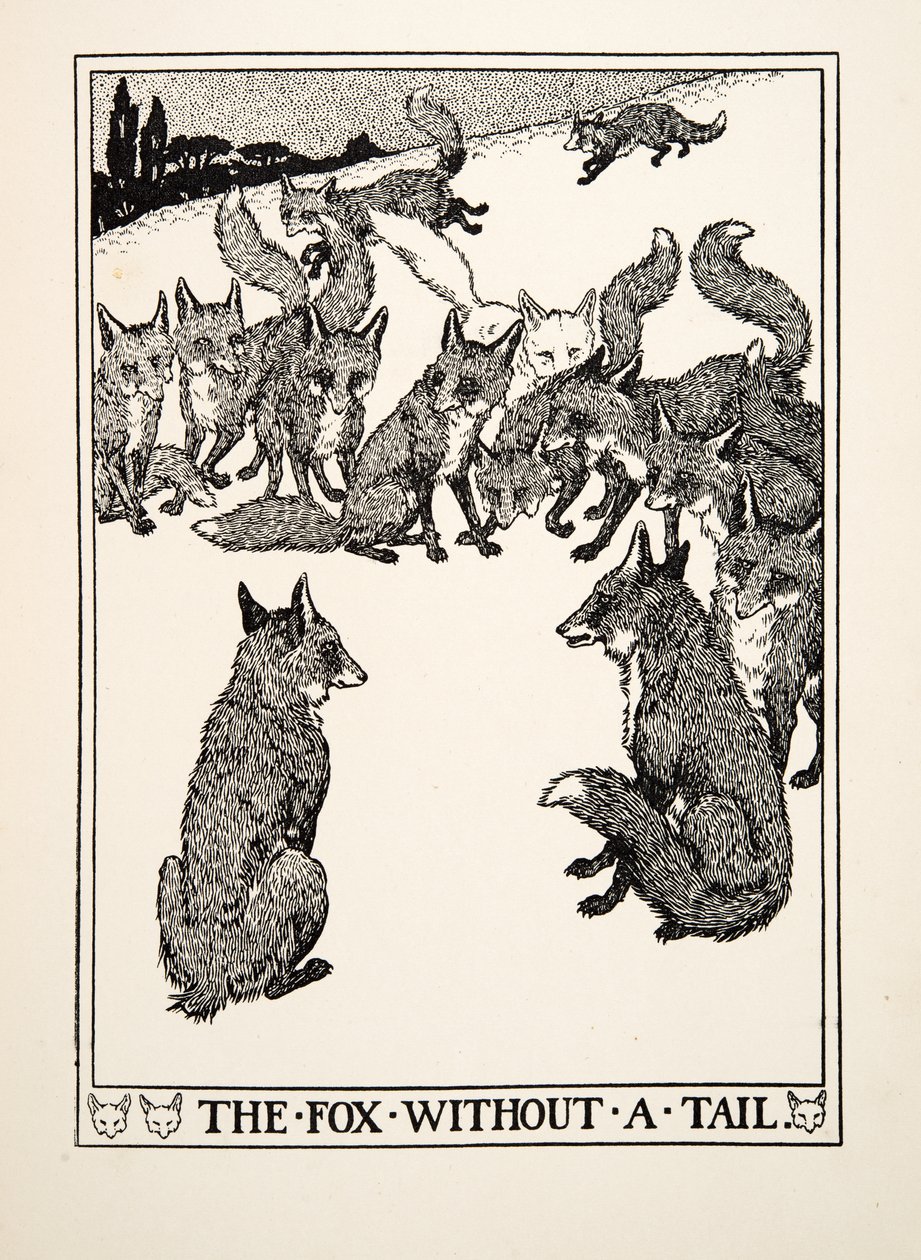 Räven utan svans, från A Hundred Fables of Aesop, pub.1903 av Percy J. Billingshurst