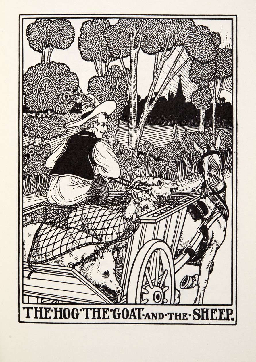 The Hog, the Goat and the Sheep, från Fontaine Fables, pub. 1905 av Percy J. Billingshurst