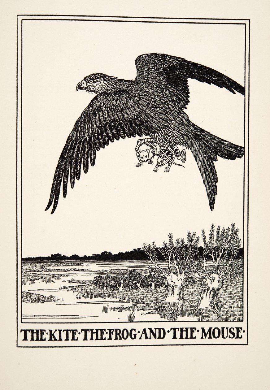 Draken, grodan och musen, från Aesops hundra fabler, pub.1903 av Percy J. Billingshurst