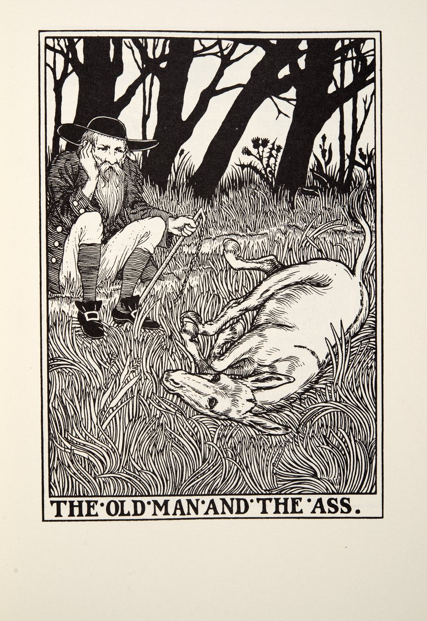The Old Man and the Ass, från Fontaine Fables, pub. 1905 av Percy J. Billingshurst