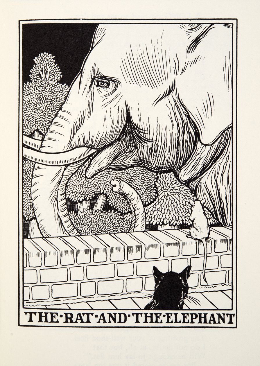 Råttan och elefanten, från Fontaine Fables, pub. 1905 av Percy J. Billingshurst