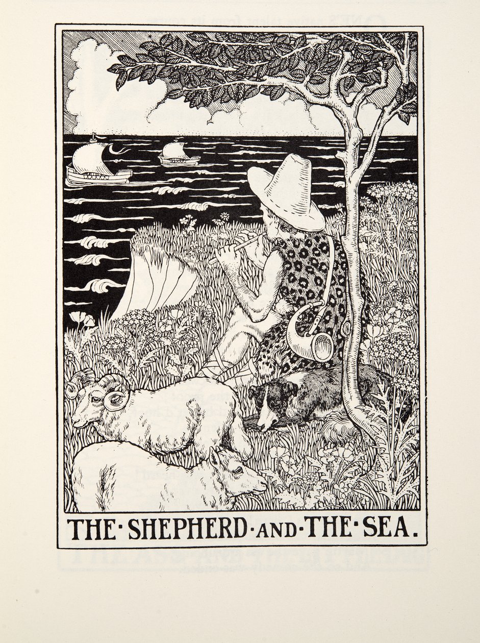Herden och havet, från Fontaine Fables, pub. 1905 av Percy J. Billingshurst