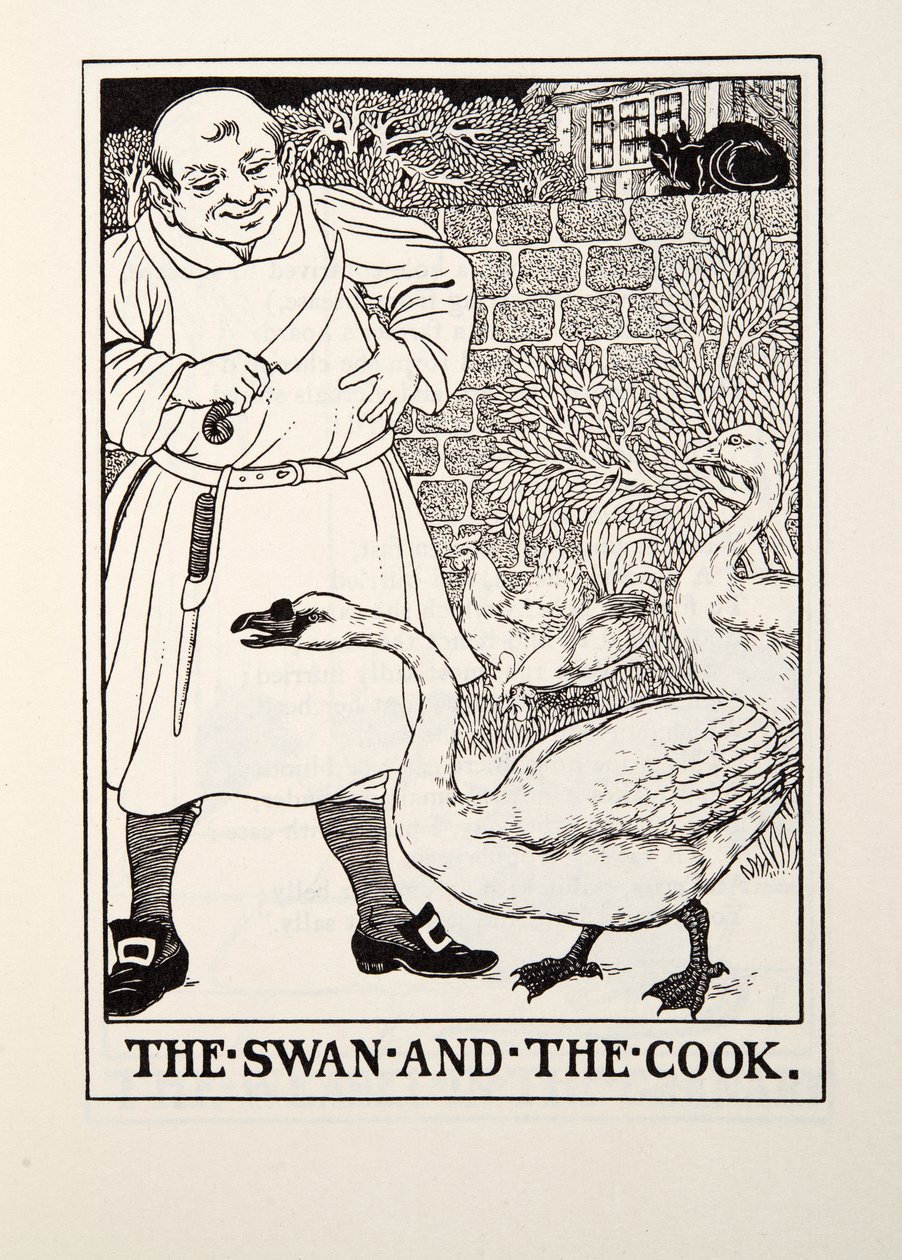 The Swan and the Cook, från Fontaine Fables, pub. 1905 av Percy J. Billingshurst