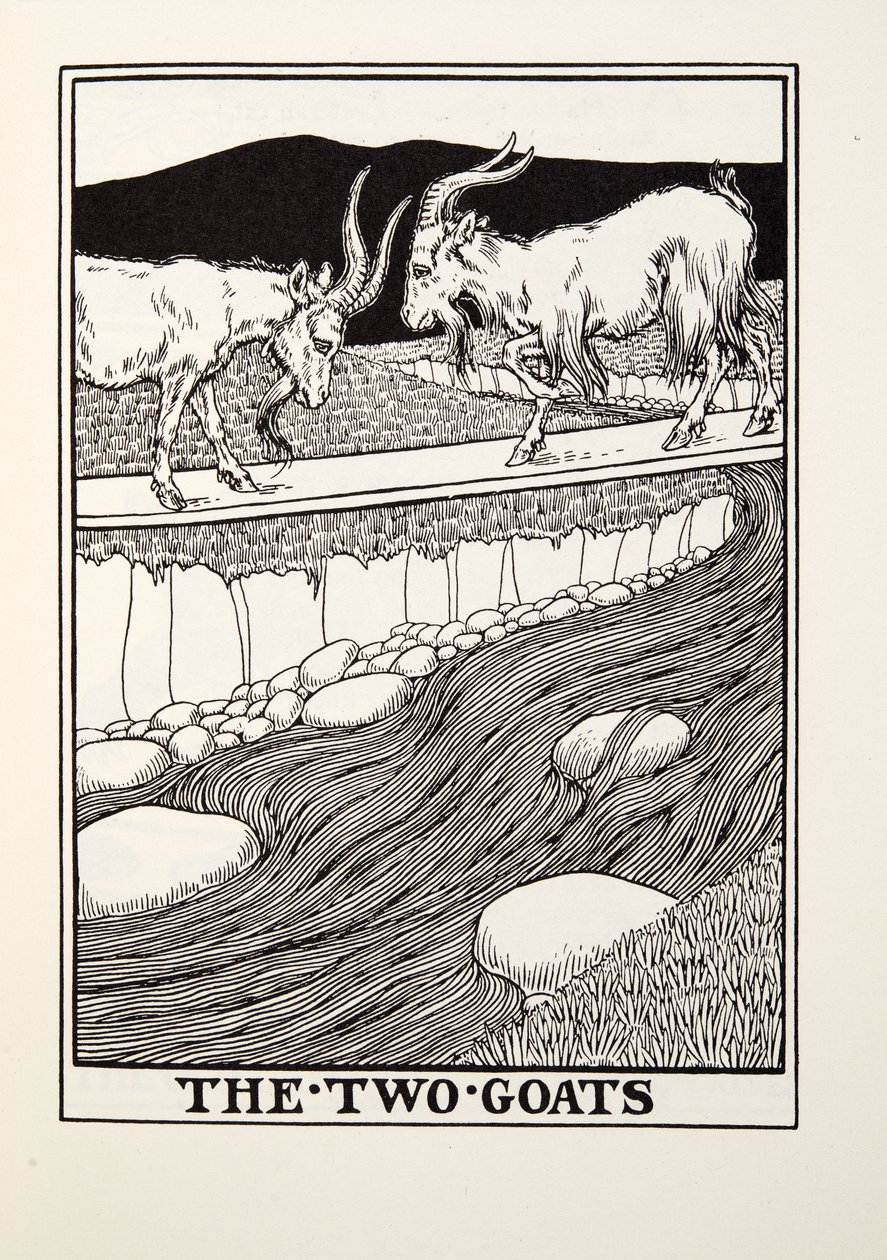 De två getterna, från Fontaine Fables, pub. 1905 av Percy J. Billingshurst