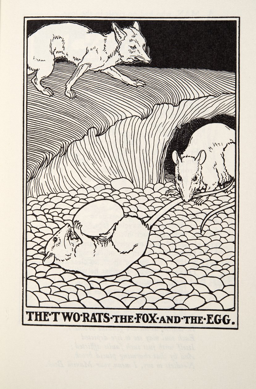 The Two Rats, the Fox and the Egg, från Fontaine Fables, pub. 1905 av Percy J. Billingshurst