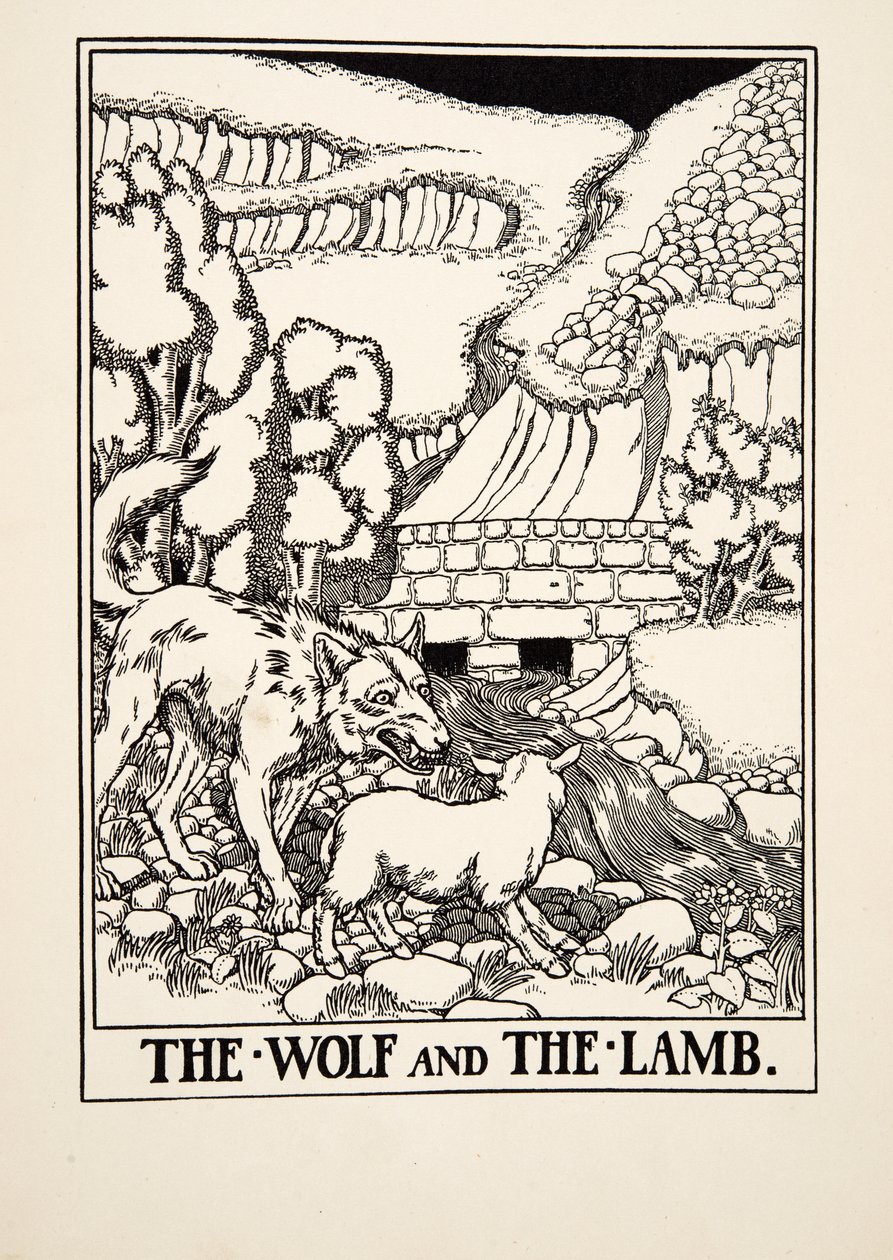 The Wolf and the Lamb, från A Hundred Fables of Aesop, pub.1903 av Percy J. Billingshurst