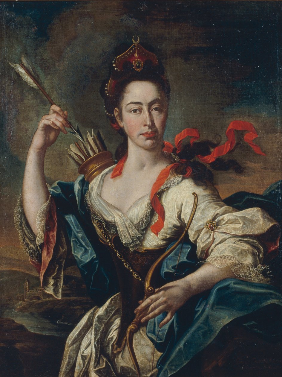 Porträtt av en kvinna med attribut från Diana av Pere Crusells