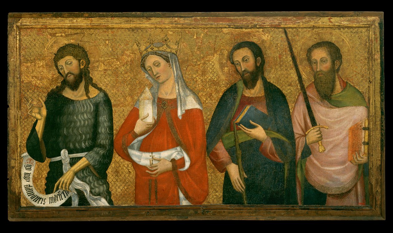 Saint John the Baptist, Saint Mary Magdalene, Saint James the Less and Saint Paul av Pere Serra
