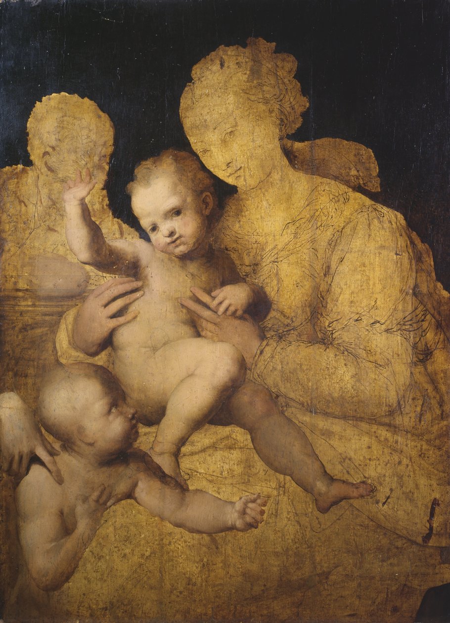 Helig familj med Johannes Döparen av Perino del Vaga