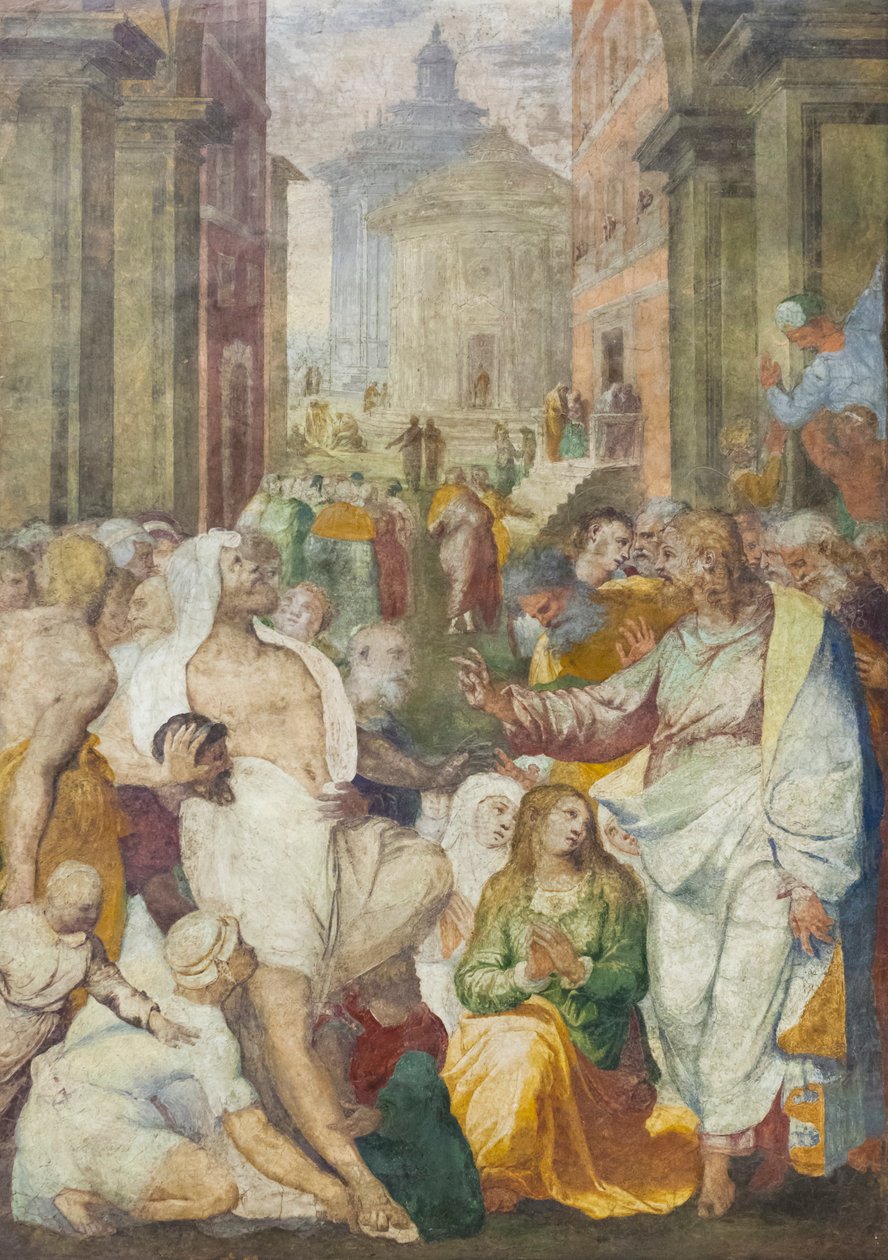 Lazarus uppståndelse av Perino del (1501 47) Vaga