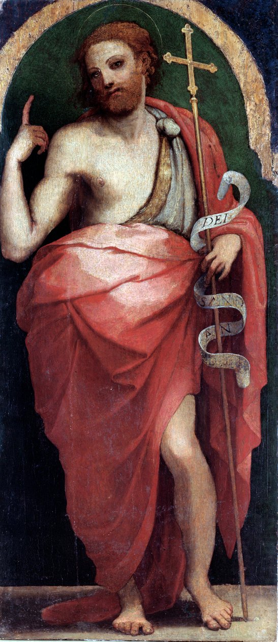 St John Baptist, sidopanel (olja på trä, ca 1535) av Perino del Vaga