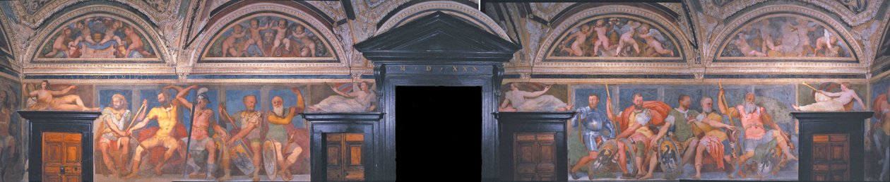 Hjältarnas loggia. Detalj. Villa del Principe, ca 1530 av Perino del Vaga