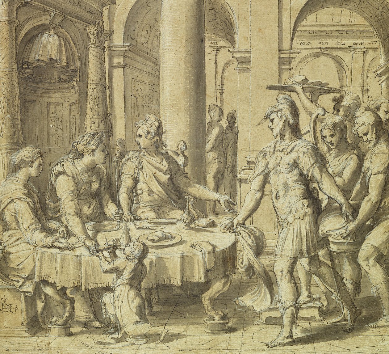 Didos och Aeneas bankett, modell för en gobeläng i serien om Aeneas