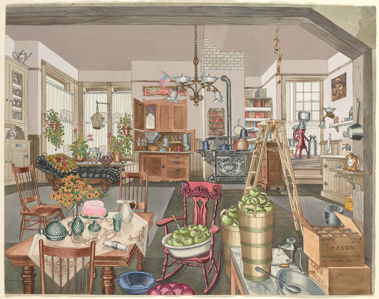 Halvlantligt kök och matsal, 1910, 19351942. av Perkins Harnly