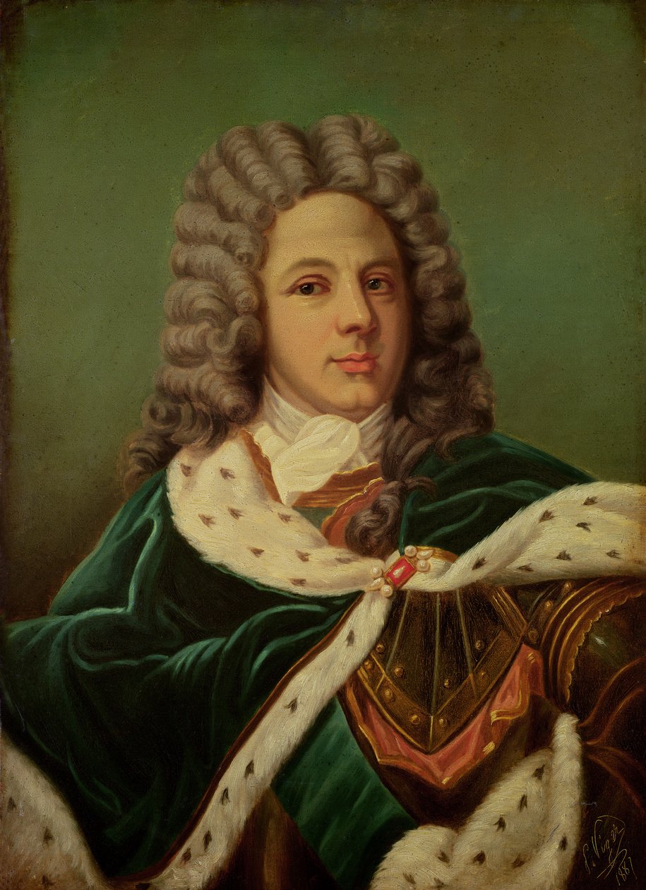 Porträtt av Duc de Saint-Simon (1675-1755) efter ett porträtt av Hyacinthe Rigaud (1659-1743) 1887 av Perrine Viger