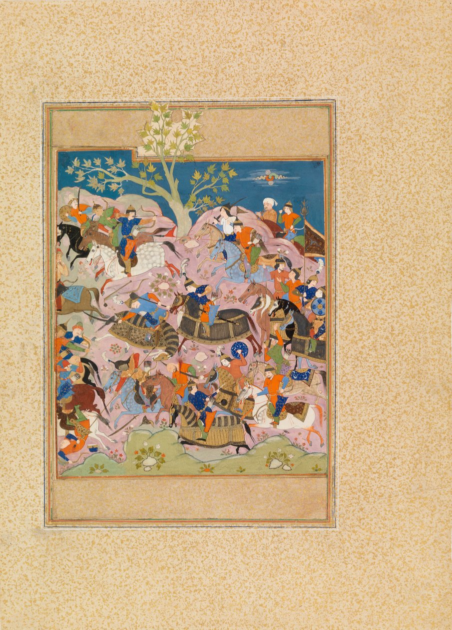 Battle Scene (wc & gouache på veläng) av Persian School