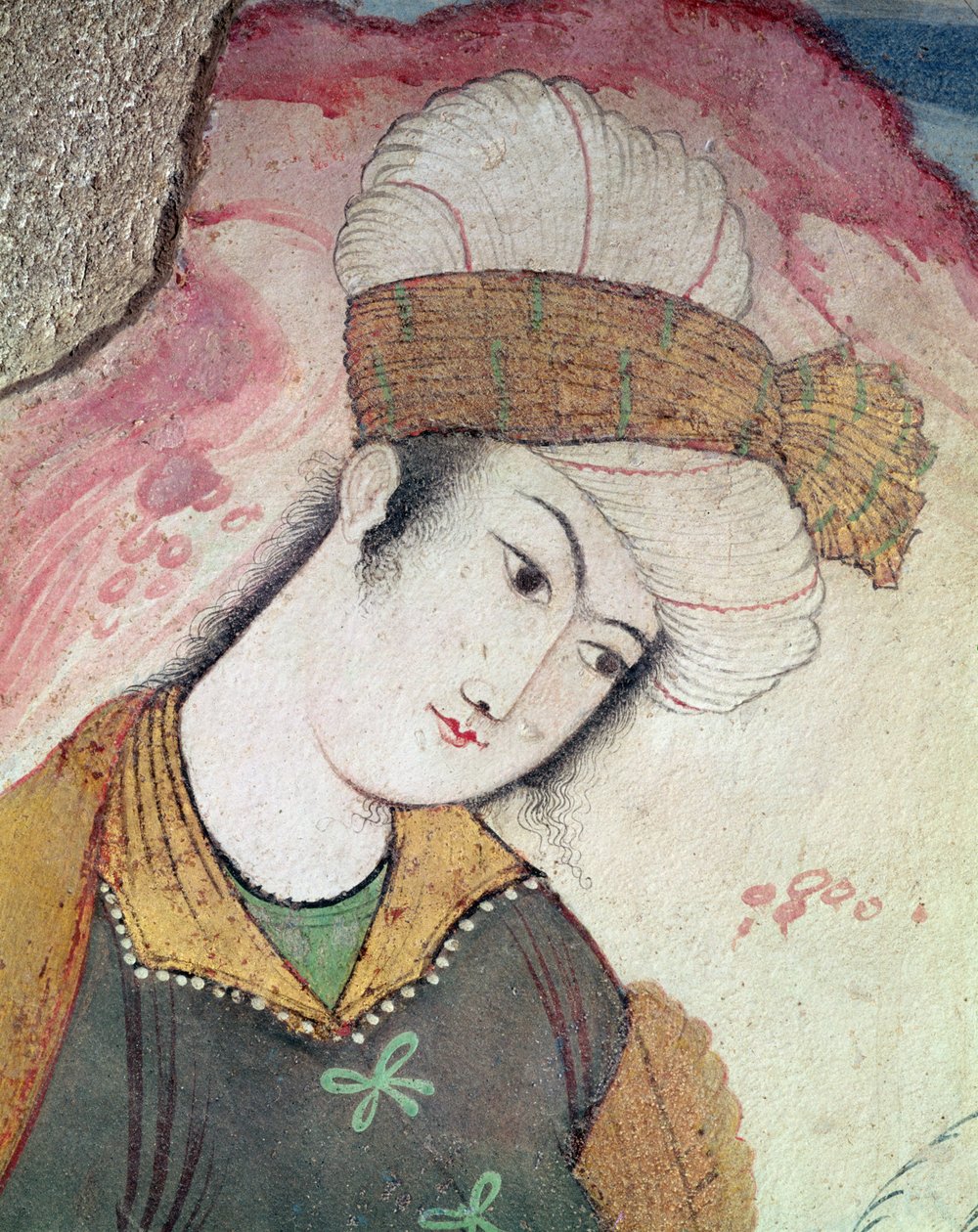 Gentleman från Shah Abbas I:s hov, 1585-1627 (detaljer) av Persian School