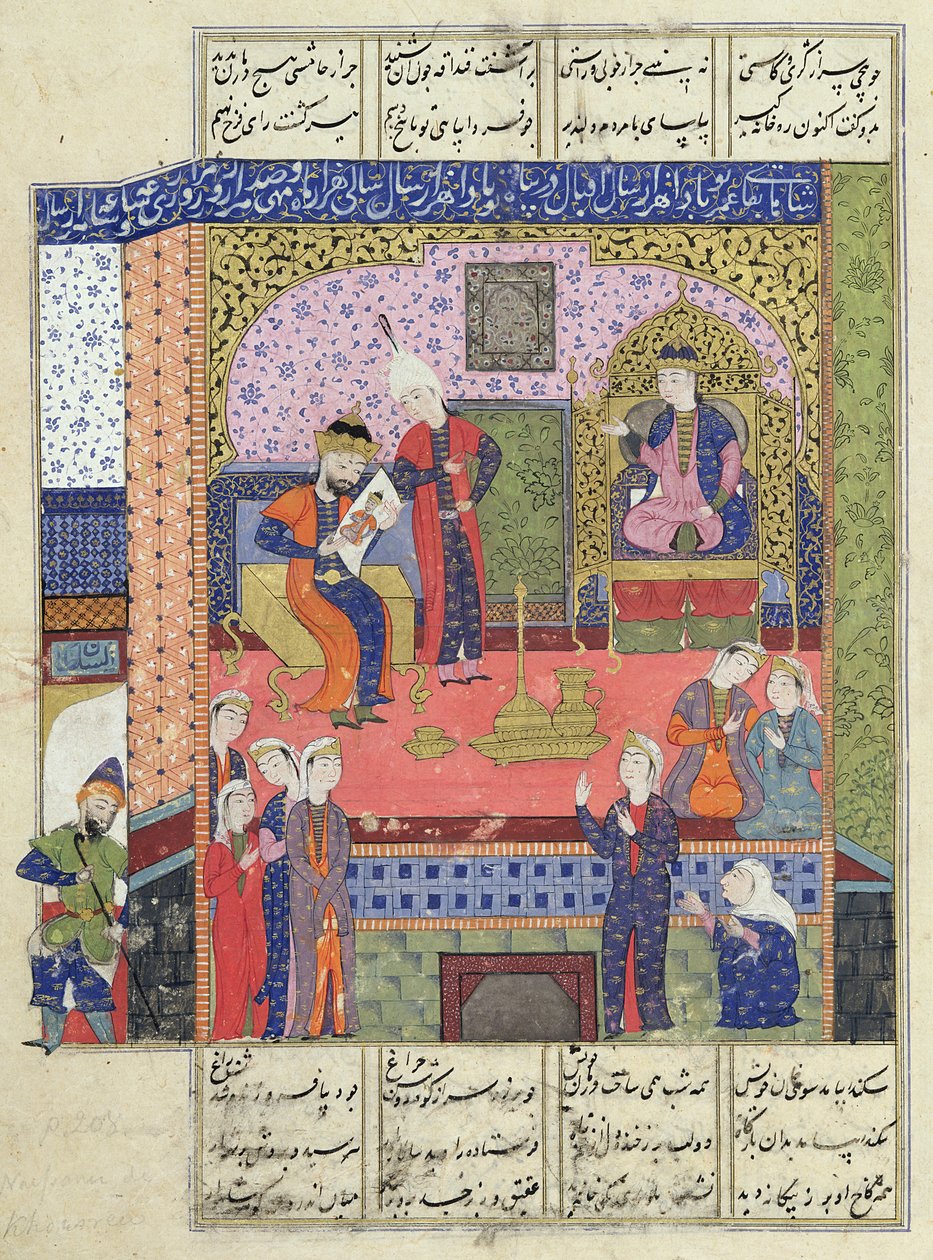 Ms D-184 fol.381a Interiör av kungen av Persiens palats, illustration från 