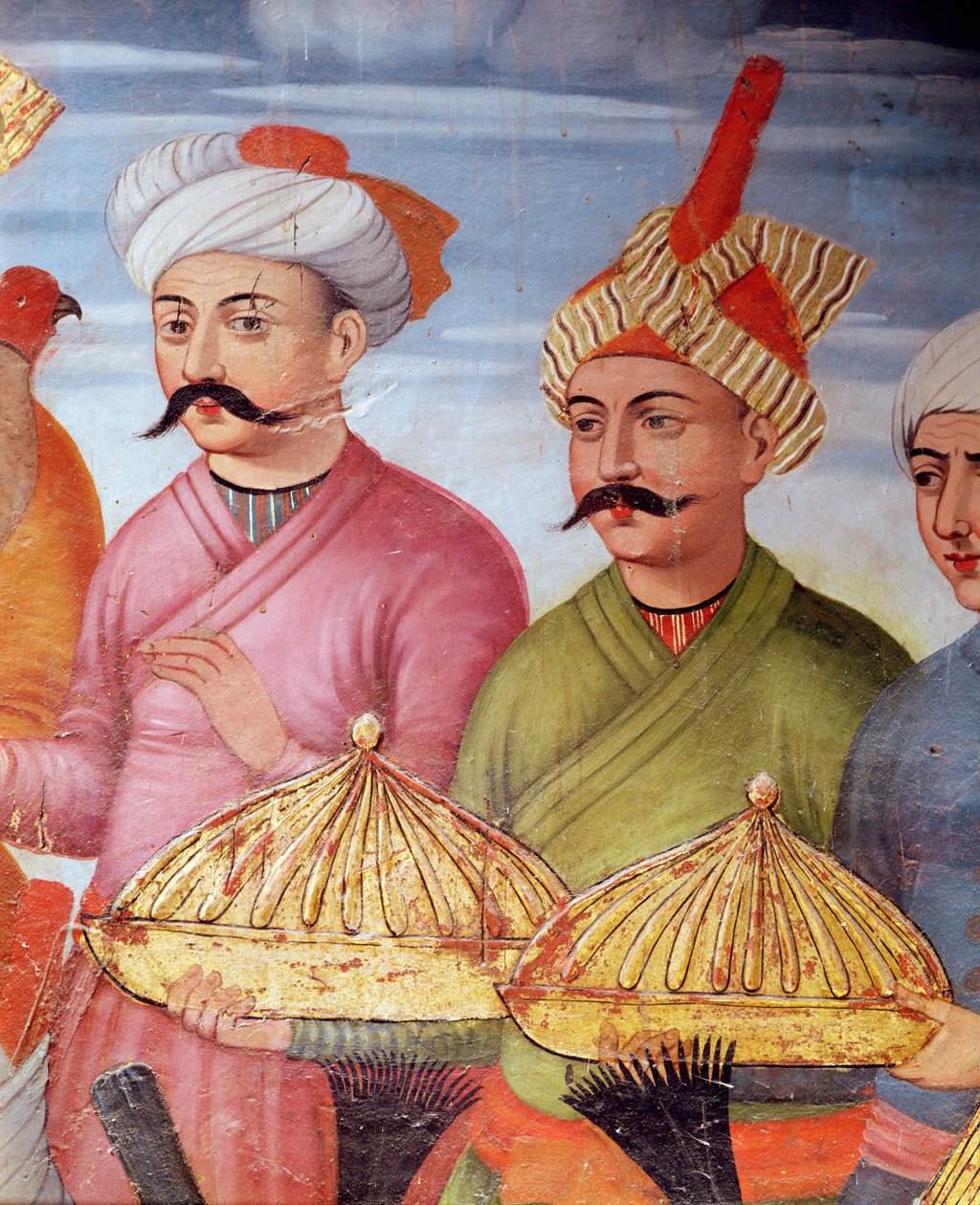 Offertbärare vid mottagandet av stormoghulernas ambassadör vid shah Tahmasps hov, 1573-76 (detalj av 222701) av Persian School