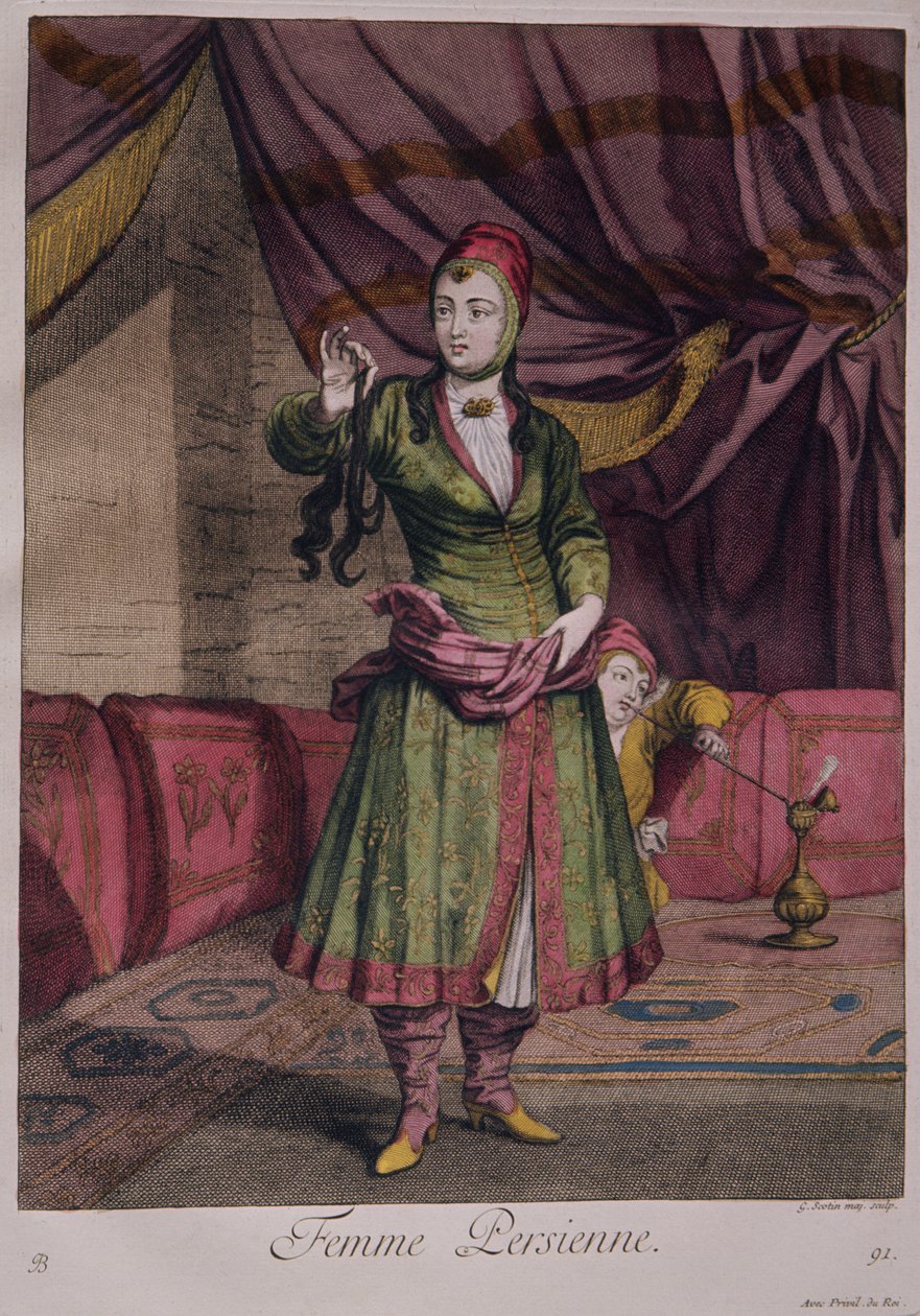 Porträtt av en dam från Designboken, 1712-13 av Persian School