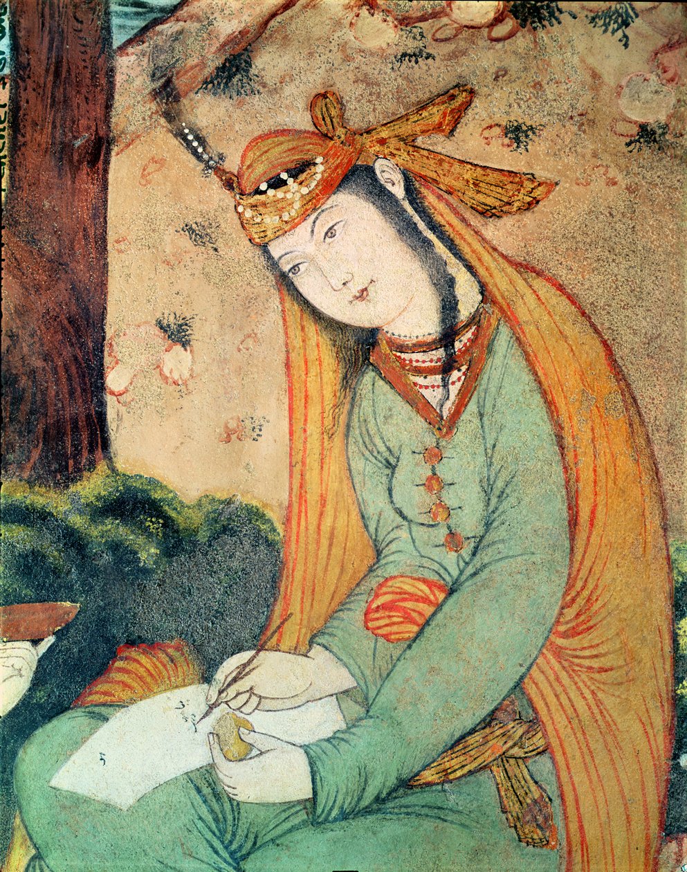 Kvinna som skriver i Shah Abbas I:s domstol (1571-1629) 1585-1627 av Persian School