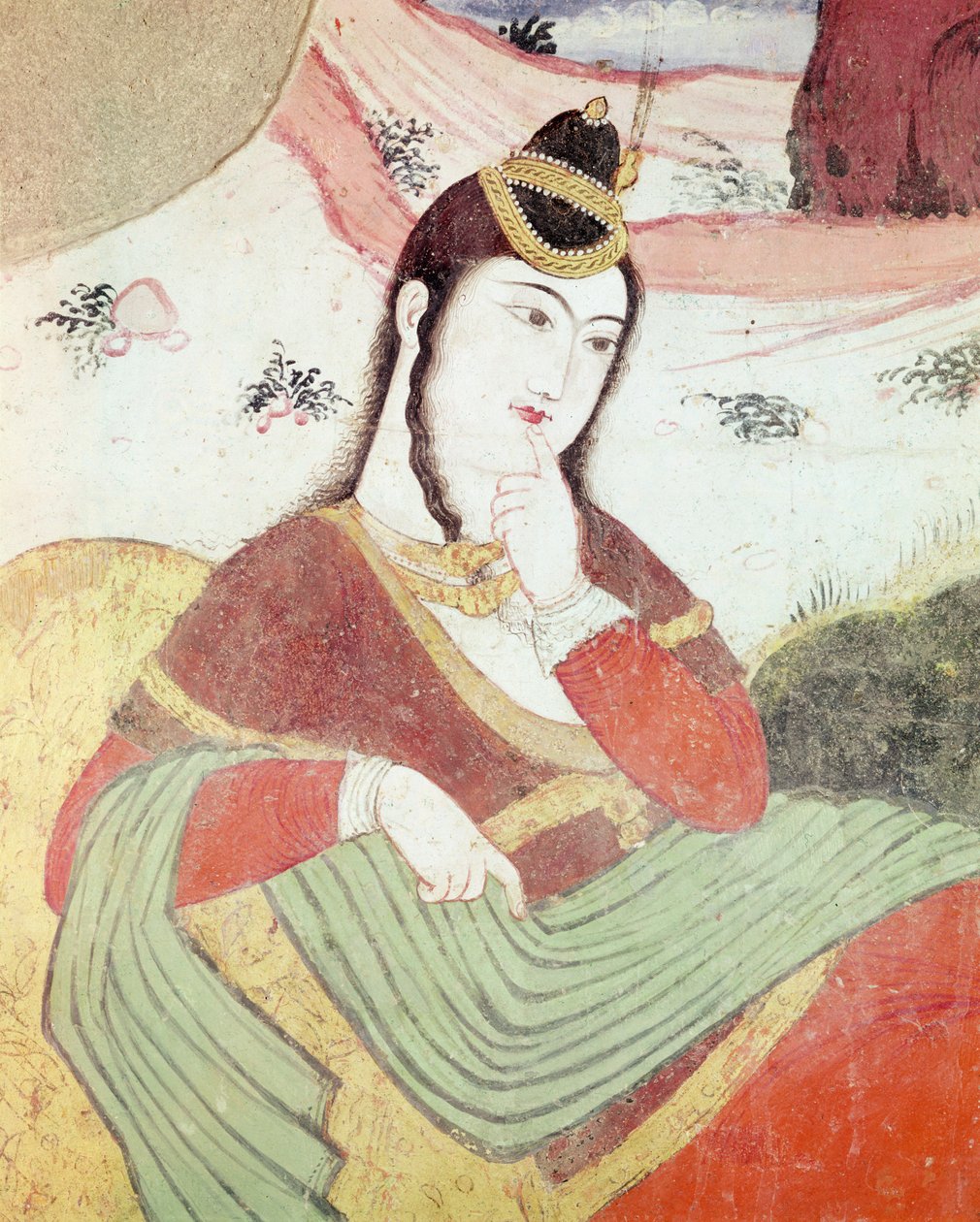 Kvinna från Shah Abbas I:s hov, 1585-1627 (detaljer) av Persian School