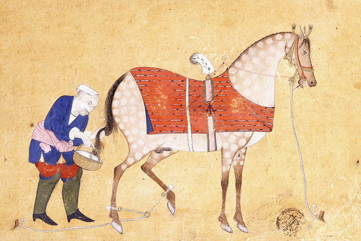 En brudgum med en häst, 1694 av Persian School