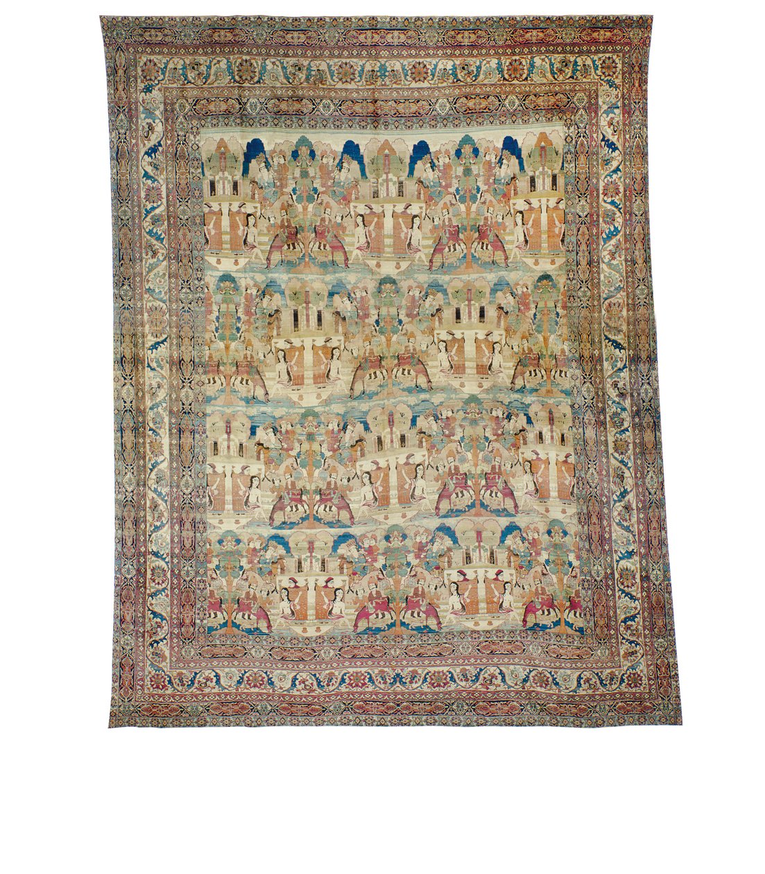 A Pictorial Lavar Kirman Carpet, Sydöstra Persien, sent 1800-tal av Persian School