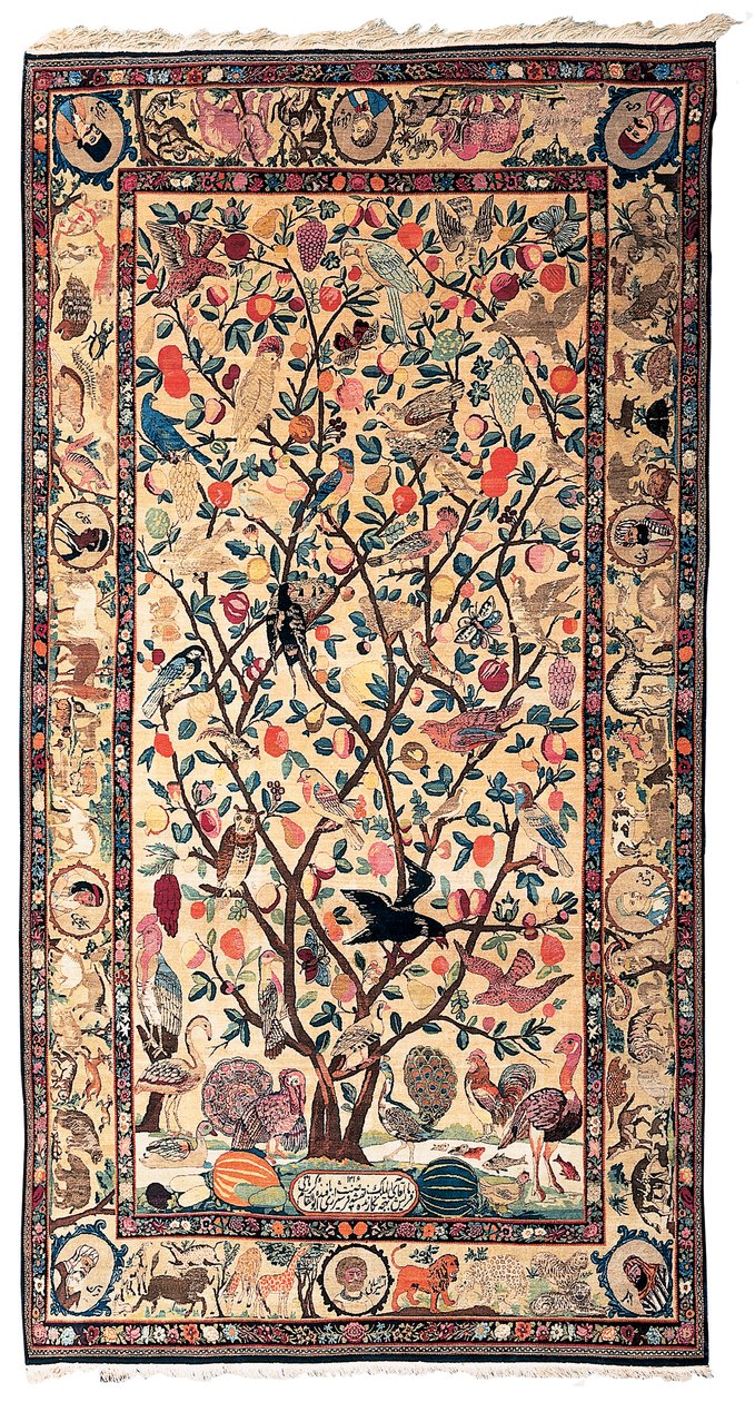 En fin Kirman-matta, 1898-99 av Persian School