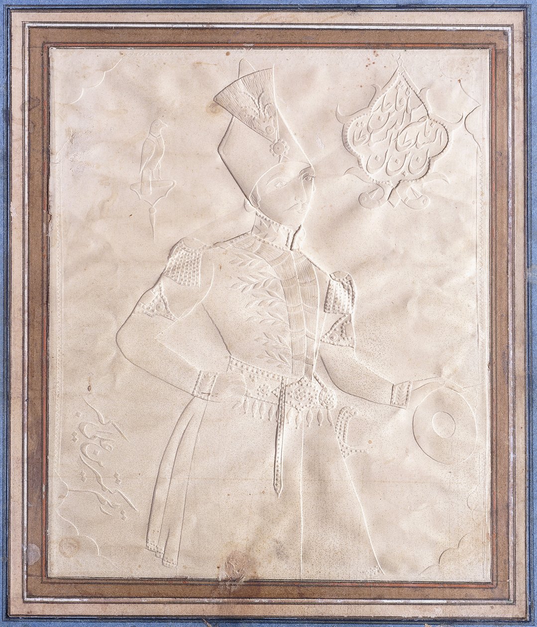 En Khat-ti-Nakhon-skiss av Nasral-Din Shah av Persian School