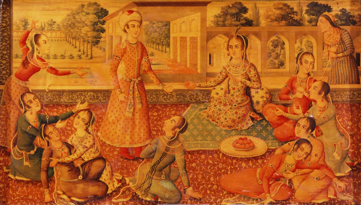 En sen Zandlackerad pappersmaché kista, ca 1794-95 av Persian School