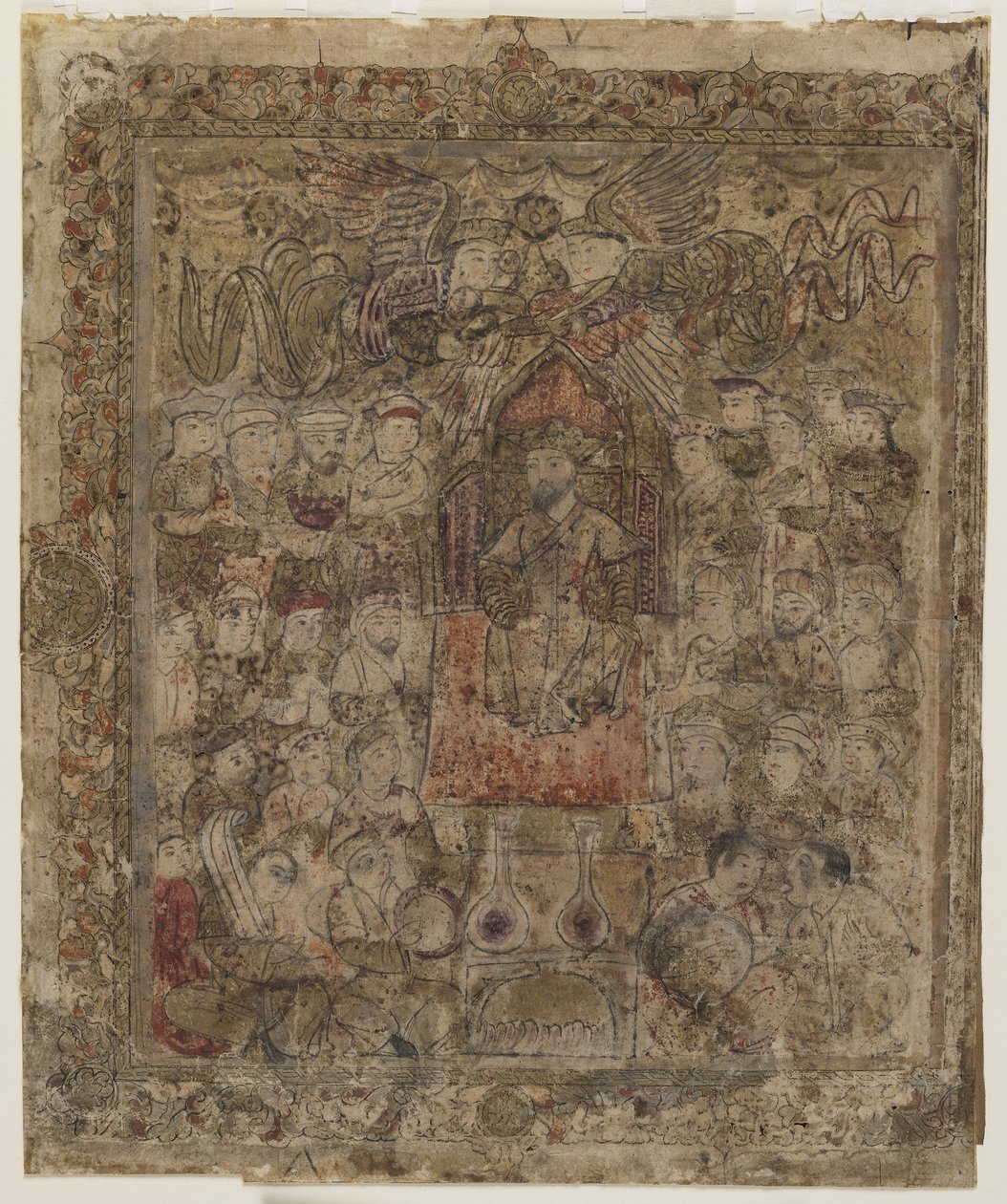 En härskare på tronen, från en Shahnama av Persian School