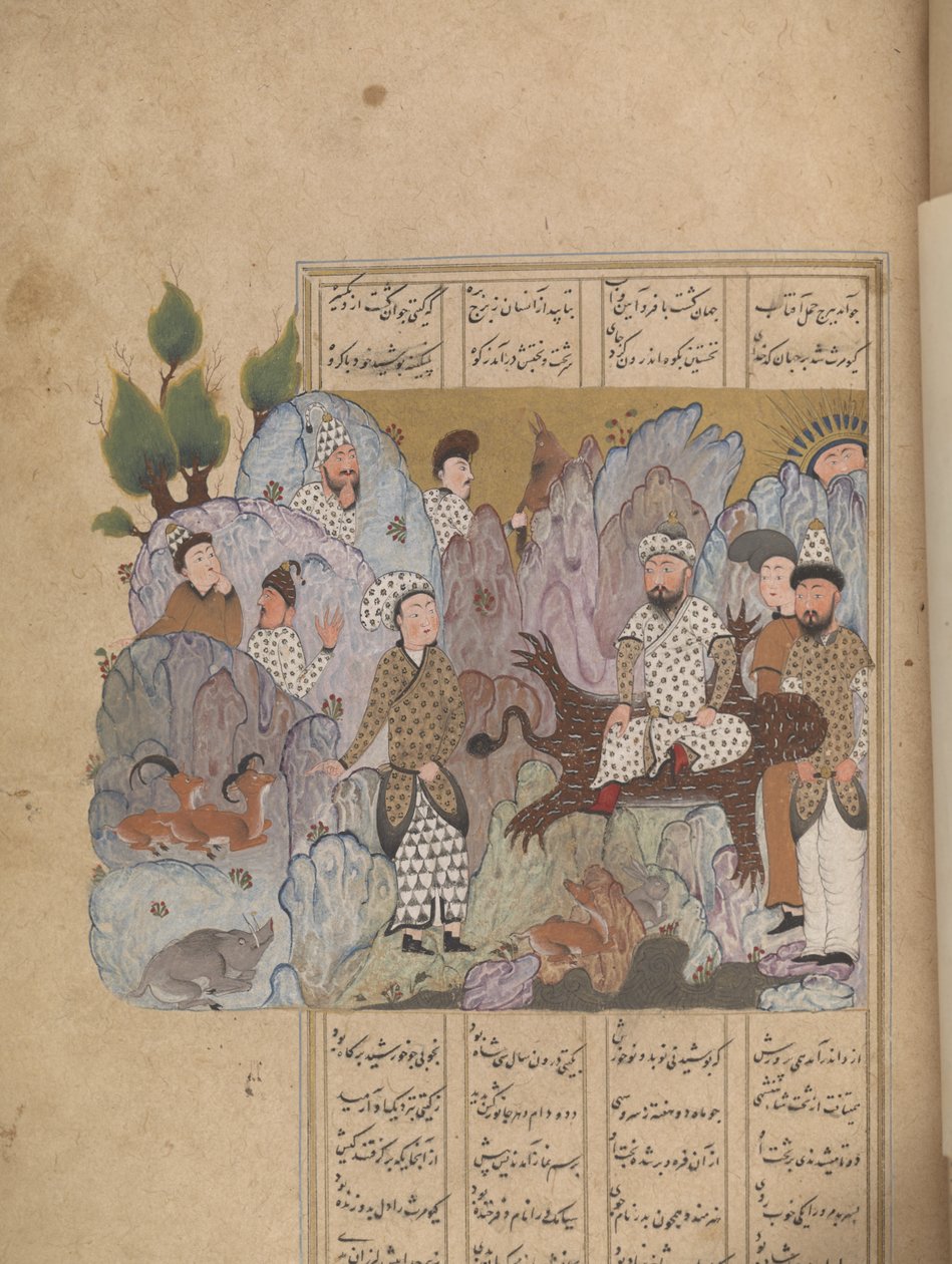 Bahram Gur vinner kronan, från en Shahnama, 1518 av Persian School