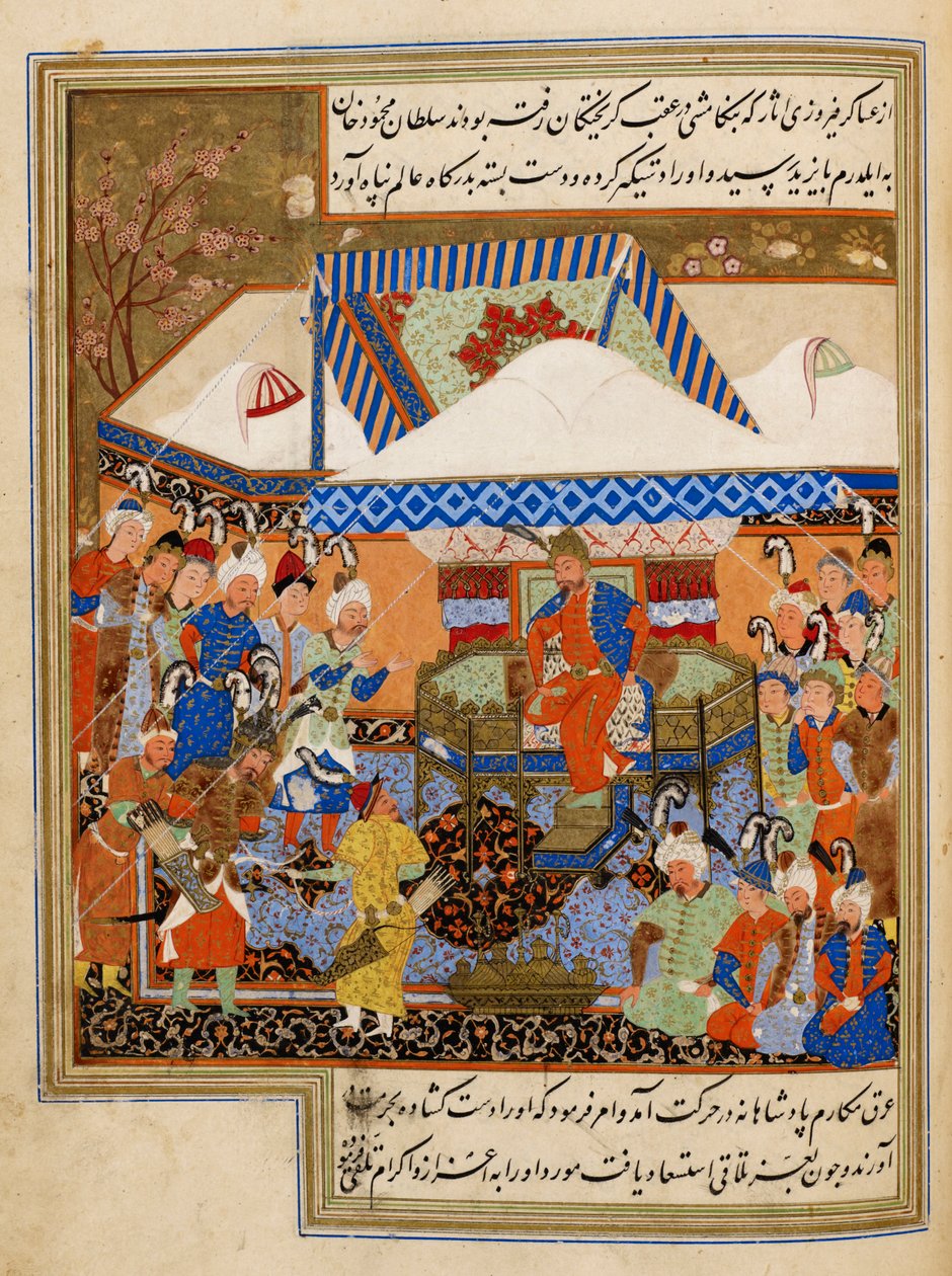 Bayazid jag förde inför Timur efter slaget vid Ankara (1402) illustration från 
