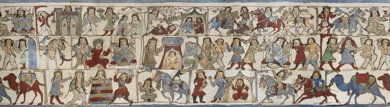 Bägare som föreställer "Shahnama", Kashan, Iran, Saljuq-perioden, sent 1100-tal av Persian School