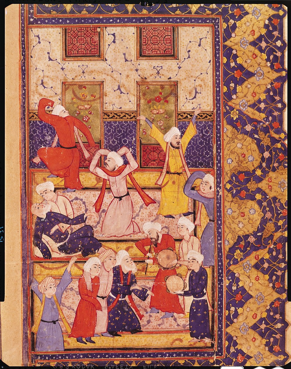 Fol.5r Indvielsesdans, fra en bog med digte af Hafiz Shirazi (ca. 1325-c. 1388) swed av Persian School