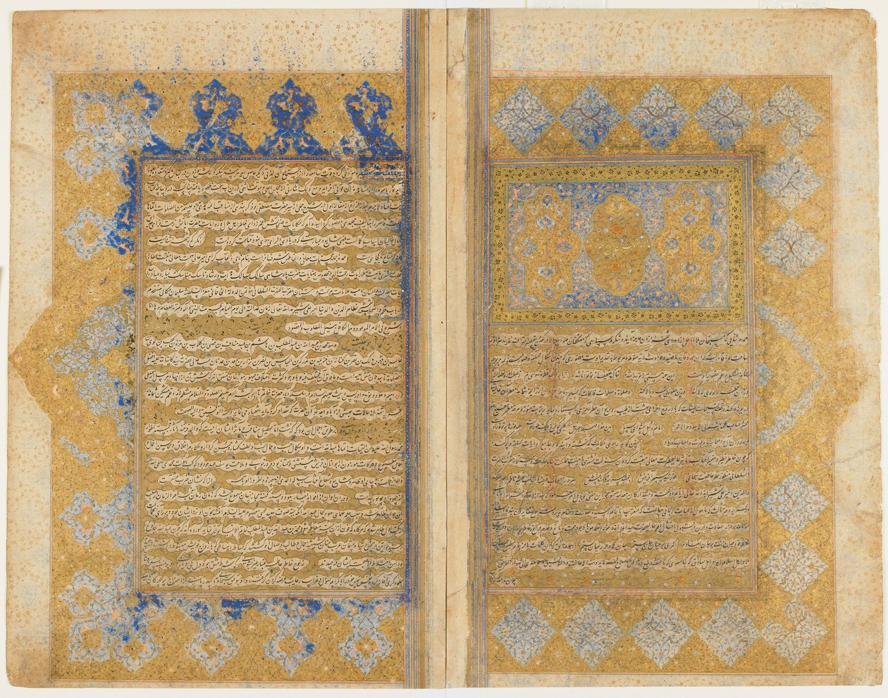 Folio från en Rawdat al-safa av Mirkhwand (d. 1498); recto: belyst titel, ram och text; verso: text, Shiraz, Iran, Safavidperioden, 1571-72 (ogenomskinlig akvarell, bläck och guld på papper) av Persian School