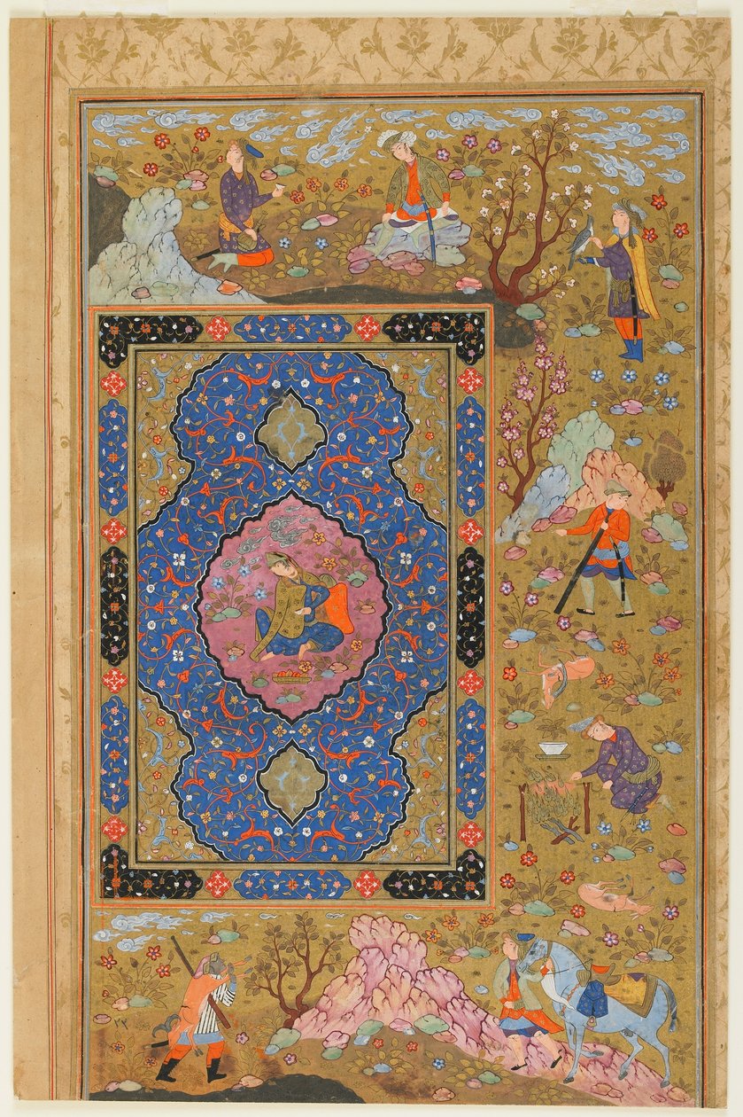 Folio från ett album; verso: Ung kvinna, Isfahan, Iran, Safavidperioden, 1590-1610 (ogenomskinlig akvarell, bläck och guld på papper) av Persian School