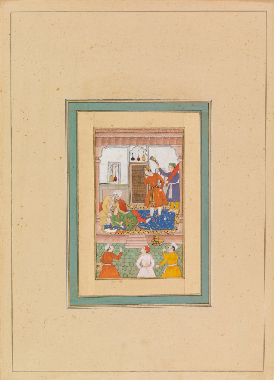 Interiör med figurer (wc på veläng) av Persian School
